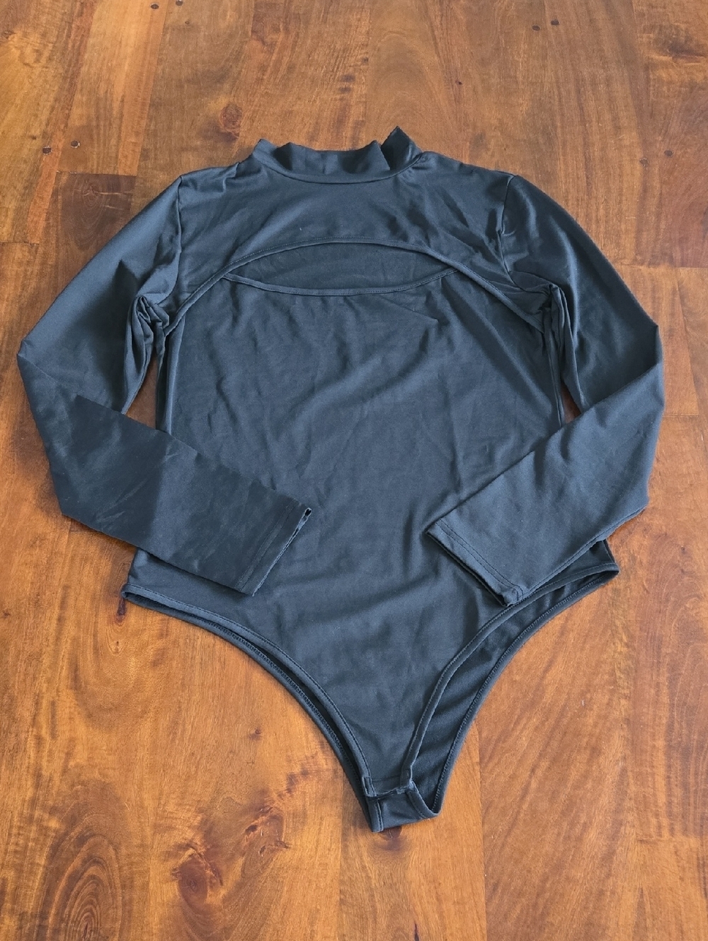 Black Long Sleeve Mock Neck Cutout Bodysuit Size XXL
